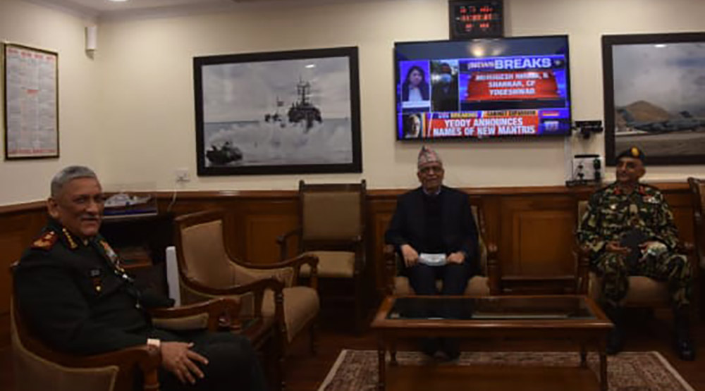 परराष्ट्रमन्त्री भारत पुग्नुअघि राजदूत आचार्यले भेटे जनरल विपिन राउत