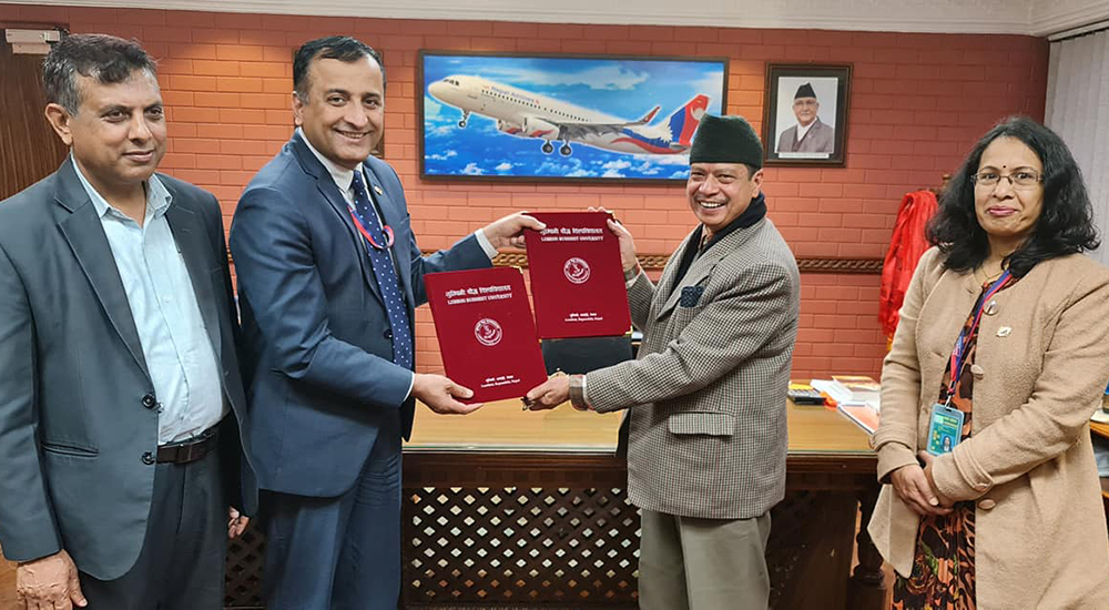 वायु सेवा निगम र लुम्बिनी विश्वविद्यालयबीच समझदारीपत्रमा हस्ताक्षर