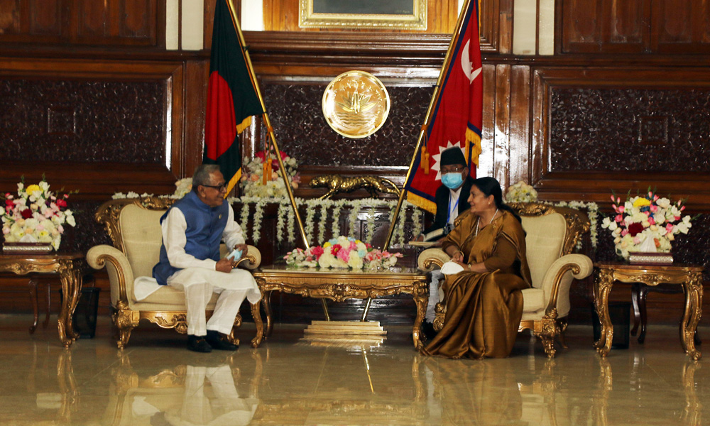 राष्ट्रपति भण्डारी र बङ्गलादेशी समकक्षी हमिदबीच भेटवार्ता