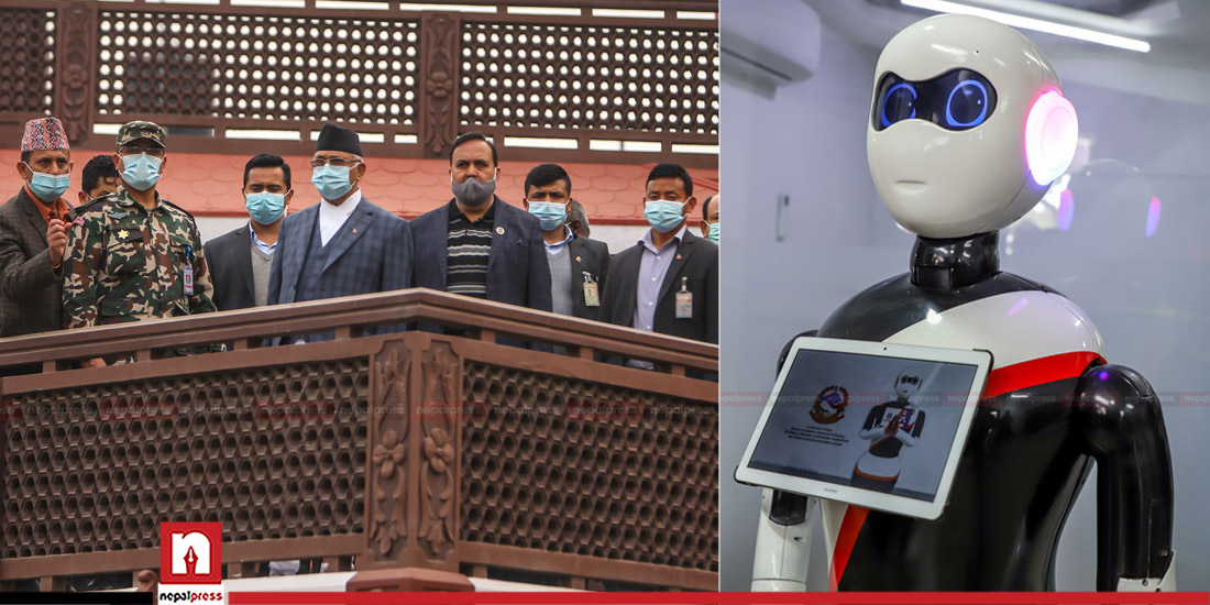 एमालेको नयाँ कार्यालयमा रोबोट रिसेप्सनिस्ट ! (फोटो/भिडियो)