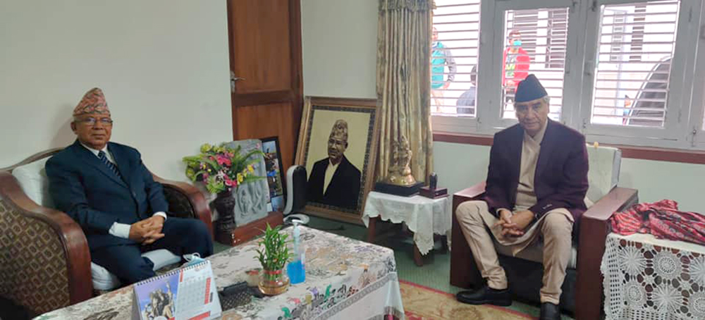 कोटेश्वरमा देउवा-नेपाल भेटवार्ता जारी