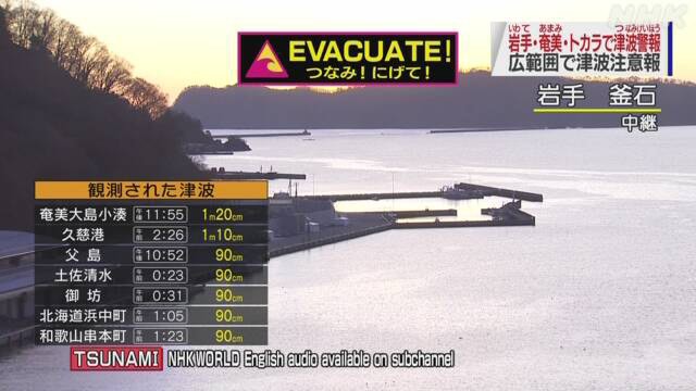 प्रशान्त महासागरमा ज्वालामुखी विस्फोटको असर जापानमा, सुनामीको खतरा