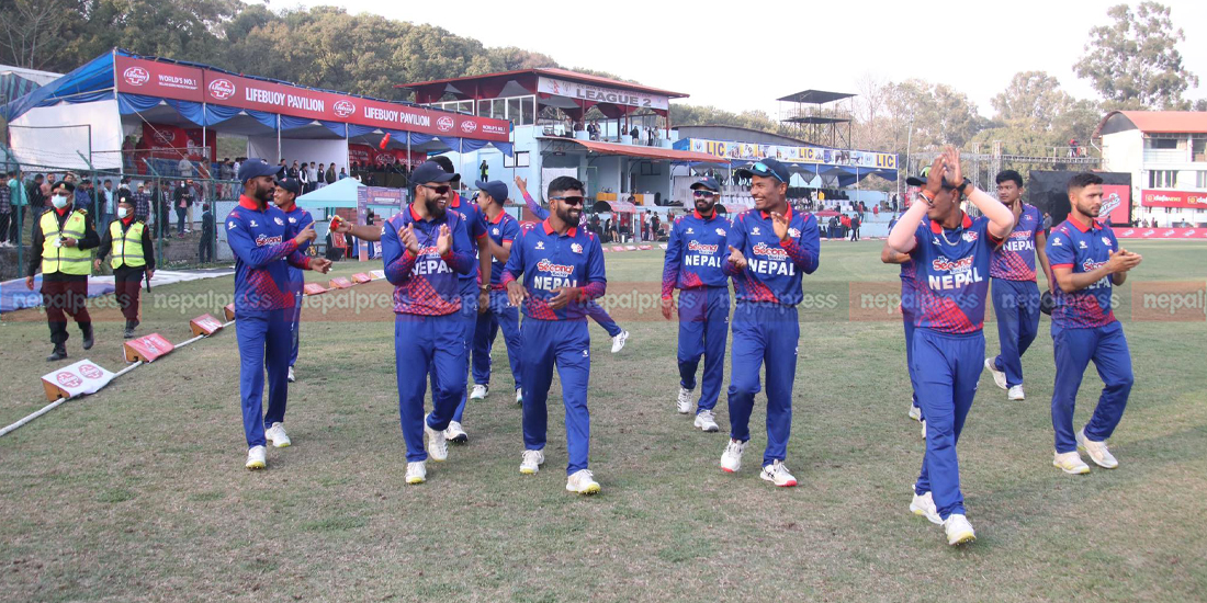 त्रिवि क्रिकेट मैदानमा नेपाली खेलाडीको निरन्तर सेलिब्रेसन (तस्विरहरू)