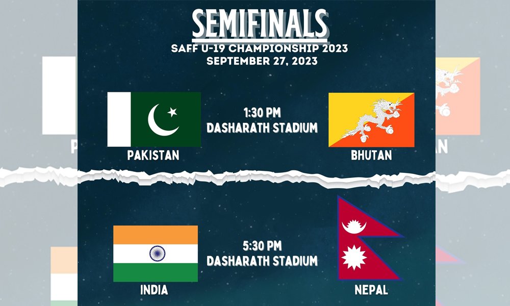 साफ यू-१९ च्याम्पियनसिपको सेमिफाइनलमा नेपालले भारतसँग खेल्ने